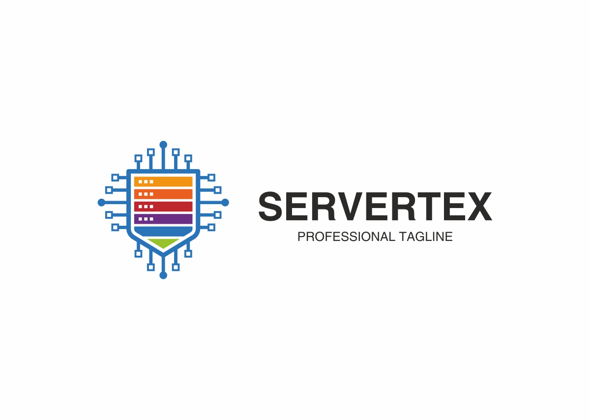 Download Шаблон логотипа "Servertex - Logo Template" / Servertex - Logo Template - Шаблон логотипа на тему графика ai blue business cdr cloud host server creative data design eps hosting logo logos media modern pc professional secure system