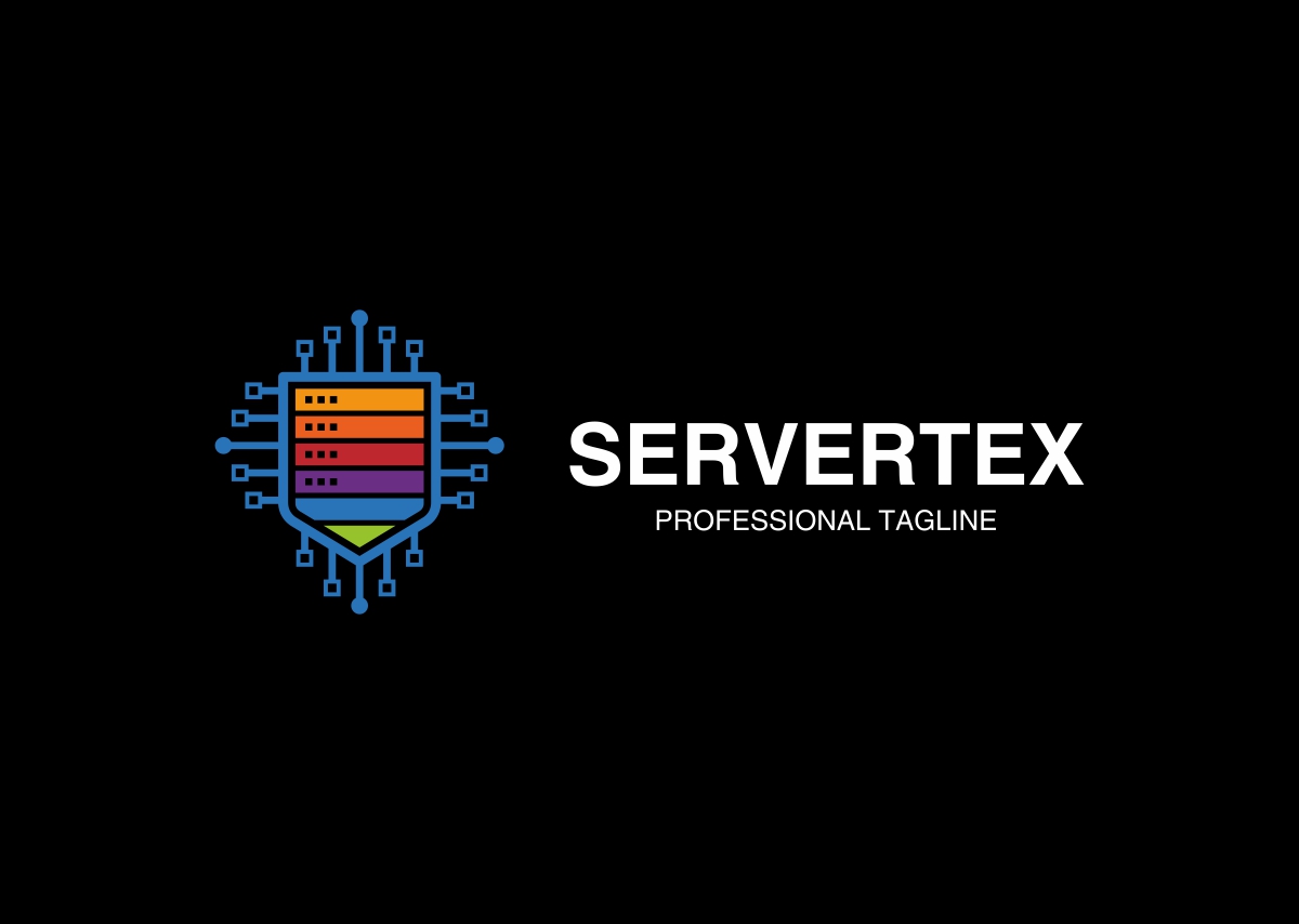 Download Шаблон логотипа "Servertex - Logo Template" / Servertex - Logo Template - Шаблон логотипа на тему графика ai blue business cdr cloud host server creative data design eps hosting logo logos media modern pc professional secure system