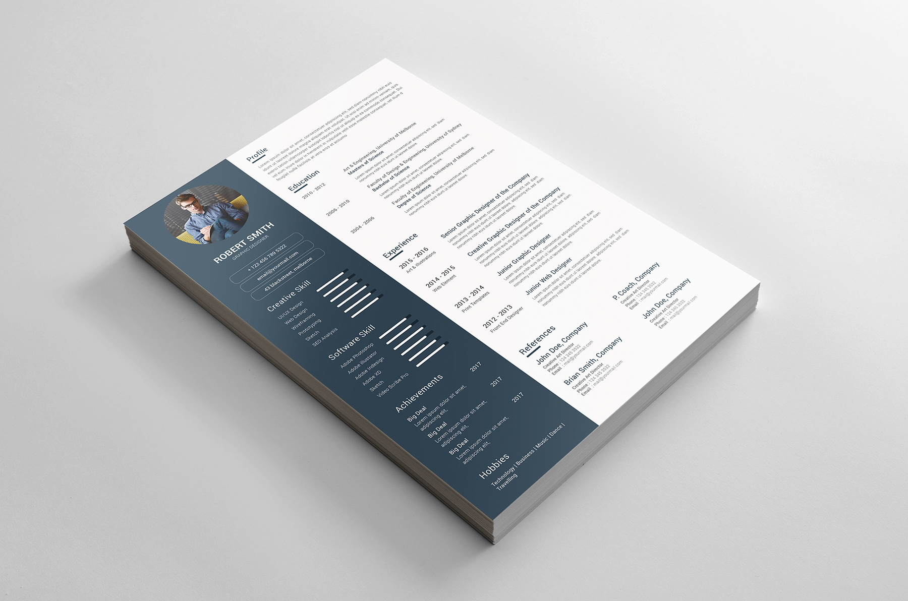 Download Резюме "Robert Smith - Graphic Designer Resume Template" / Robert Smith - Graphic Designer Resume Template - Резюме на тему графика cv resume template printable psd resume theme cv design job download premium cover letter graphic designer professional clean new