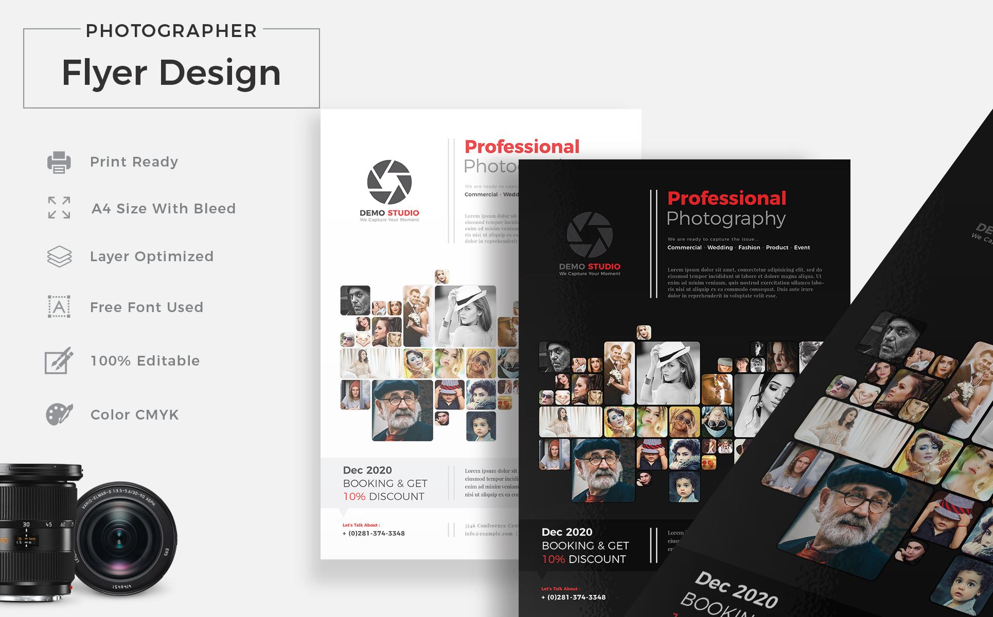 Download Фирменный стиль "Photographer Flyer - Corporate Identity Template" / Photographer Flyer - Corporate Identity Template - Фирменный стиль на тему графика photography flyer template elegant photographer minimal clean simple modern studio agency media service image display photodisplay