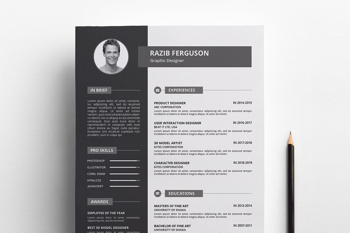 Download Резюме "Ferguson - Resume Template" / Ferguson - Resume Template - Резюме на тему графика resume cv stationary premium job graphic design print printable jobcv resumecv editable resumes vitae currculumvitae curriculum msword eps portfolio template