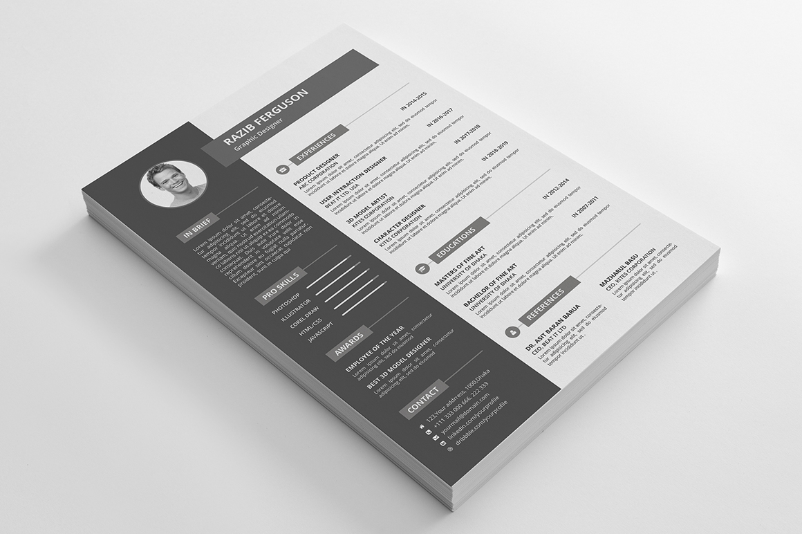 Download Резюме "Ferguson - Resume Template" / Ferguson - Resume Template - Резюме на тему графика resume cv stationary premium job graphic design print printable jobcv resumecv editable resumes vitae currculumvitae curriculum msword eps portfolio template