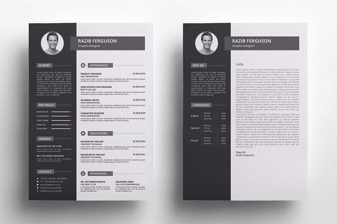 Download Резюме "Ferguson - Resume Template" / Ferguson - Resume Template - Резюме на тему графика resume cv stationary premium job graphic design print printable jobcv resumecv editable resumes vitae currculumvitae curriculum msword eps portfolio template
