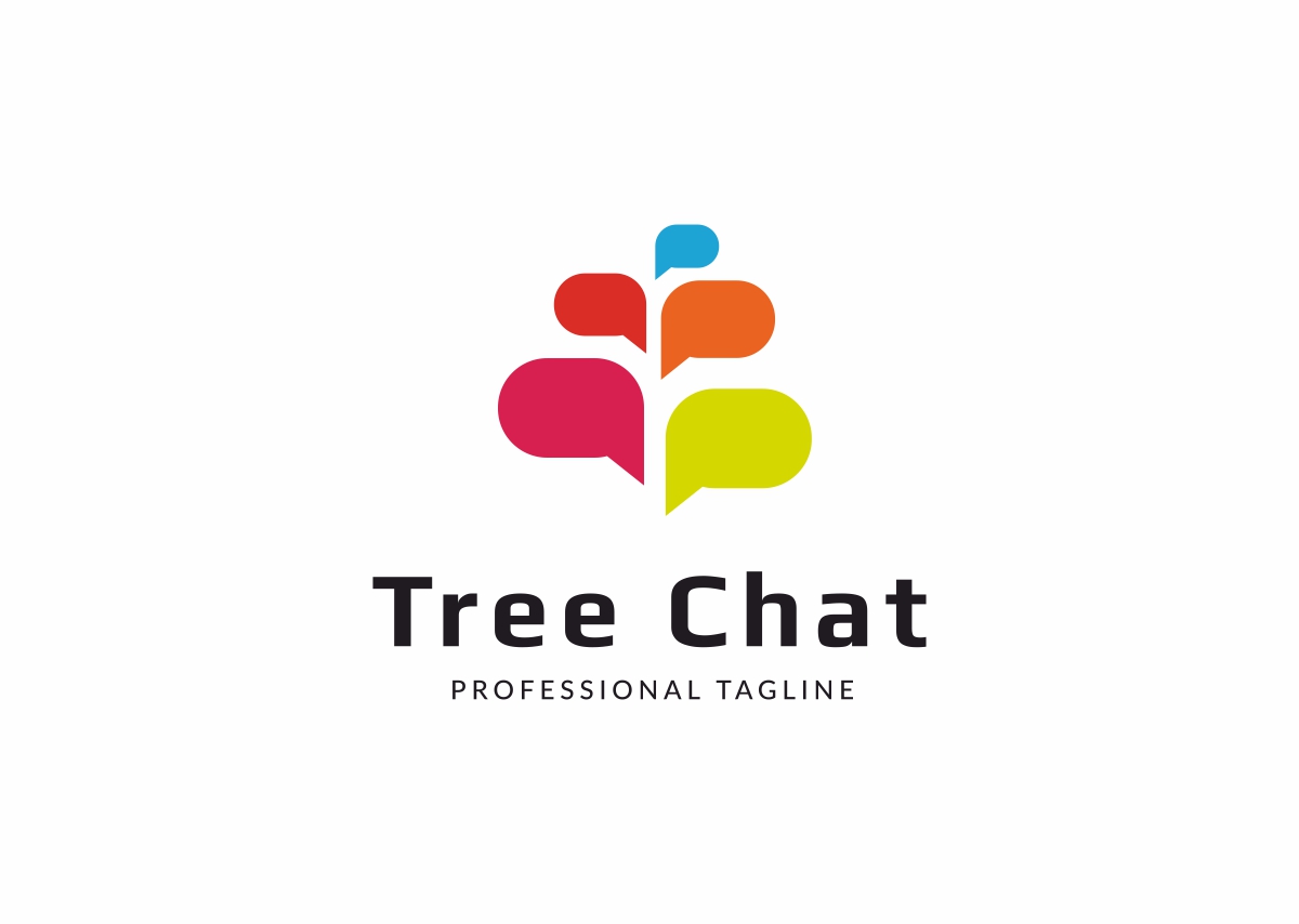 Download Шаблон логотипа "Tree Chat Logo Template" / Tree Chat Logo Template - Шаблон логотипа на тему графика accounting firms association best logo bubble chat chatting community completed hi-tech pack message products professional services simple social talk talking