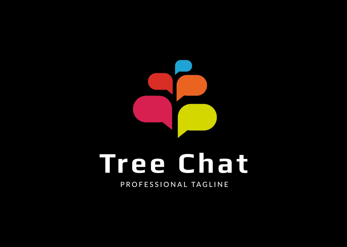 Download Шаблон логотипа "Tree Chat Logo Template" / Tree Chat Logo Template - Шаблон логотипа на тему графика accounting firms association best logo bubble chat chatting community completed hi-tech pack message products professional services simple social talk talking