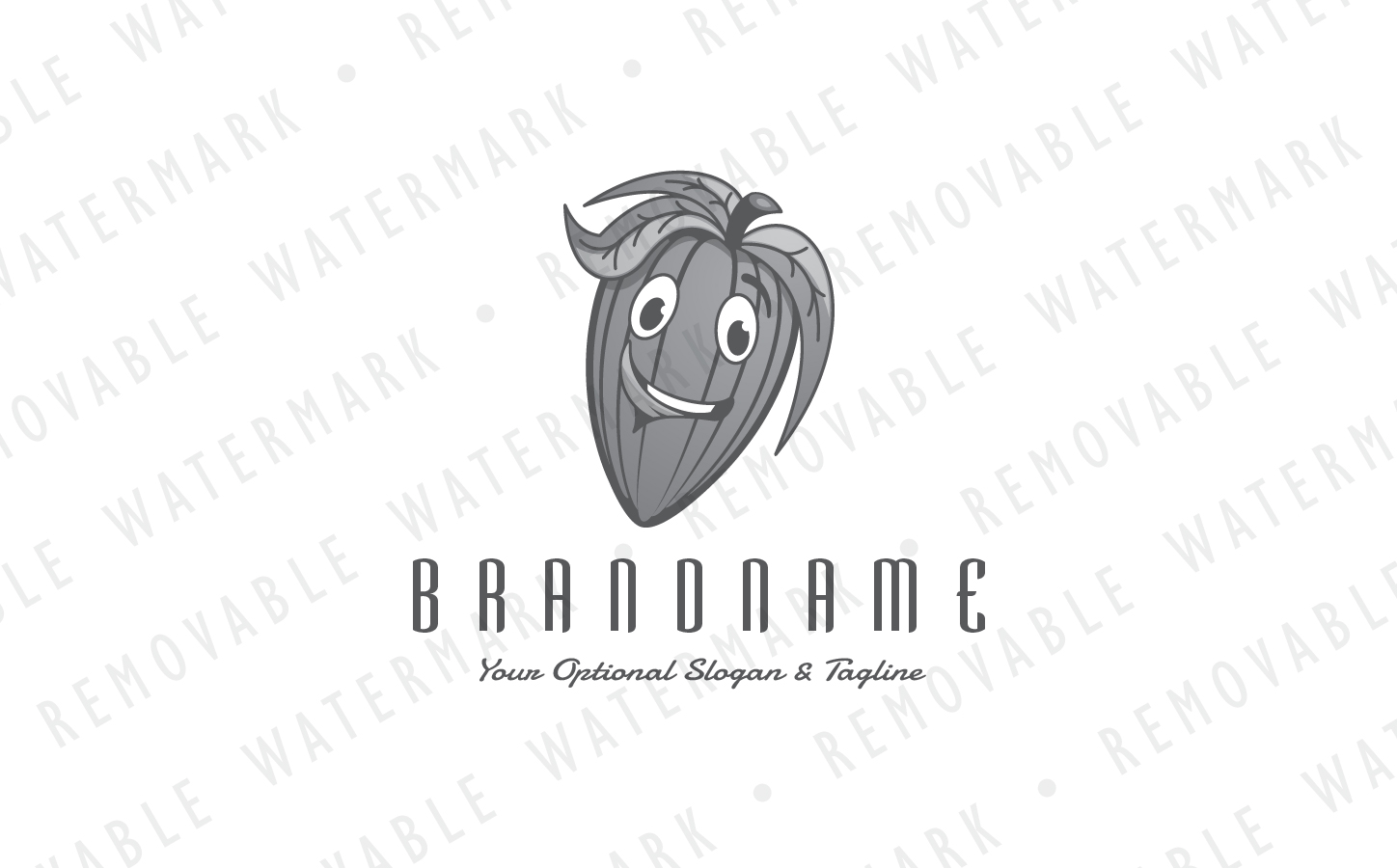 Download Шаблон логотипа "Cocoa Bean Character - Logo Template" / Cocoa Bean Character - Logo Template - Шаблон логотипа на тему графика bean food chocolate character happy fruit sweet smile mascot illustration playful tasty seed cocoa nut logo design template restaurant farm