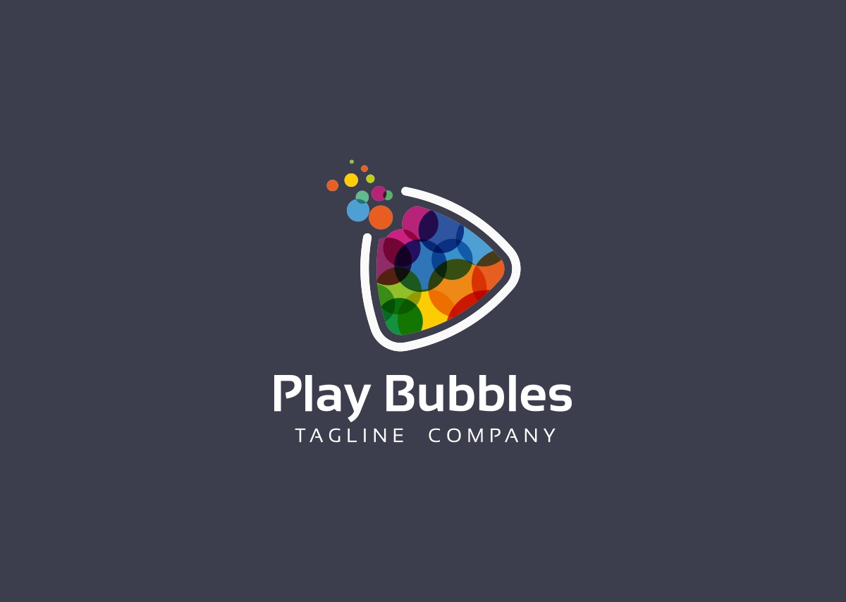 Download Шаблон логотипа "Play Bubbles Logo Template" / Play Bubbles Logo Template - Шаблон логотипа на тему графика app beat broadcast colorful communication creative entertainment frequency harmony media melody movie mp3 multimedia music news noise play player producer