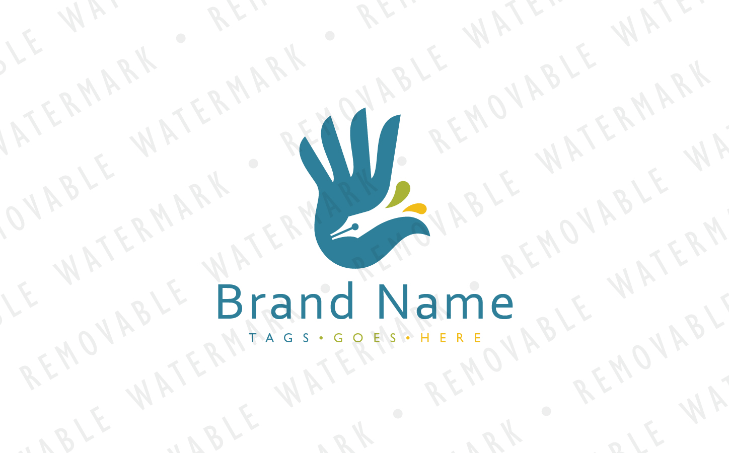 Download Шаблон логотипа "Hand of Creativity Logo Template" / Hand of Creativity Logo Template - Шаблон логотипа на тему графика simple art creative publishing bird ink pencil drop pen fountain palm dove hand writer creativity tattoo logo design template artist