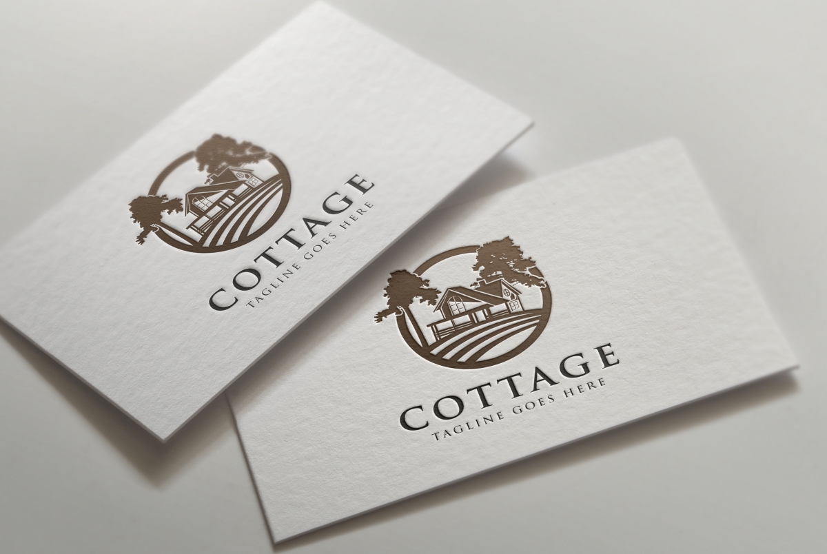 Download Шаблон логотипа "Cottage Village Logo Template" / Cottage Village Logo Template - Шаблон логотипа на тему графика bed and breakfast bold clean clear cottage country effective forest holiday home house leaf leaves natural nature print real estate