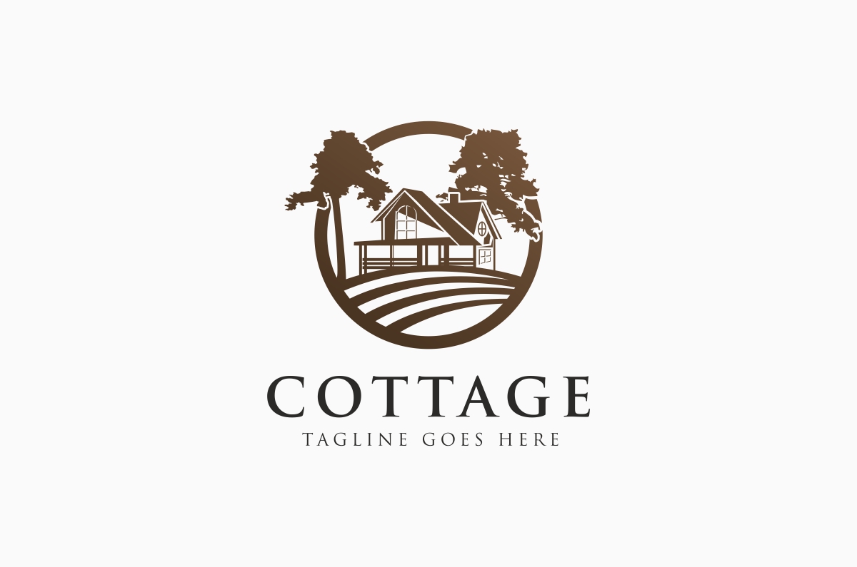 Download Шаблон логотипа "Cottage Village Logo Template" / Cottage Village Logo Template - Шаблон логотипа на тему графика bed and breakfast bold clean clear cottage country effective forest holiday home house leaf leaves natural nature print real estate