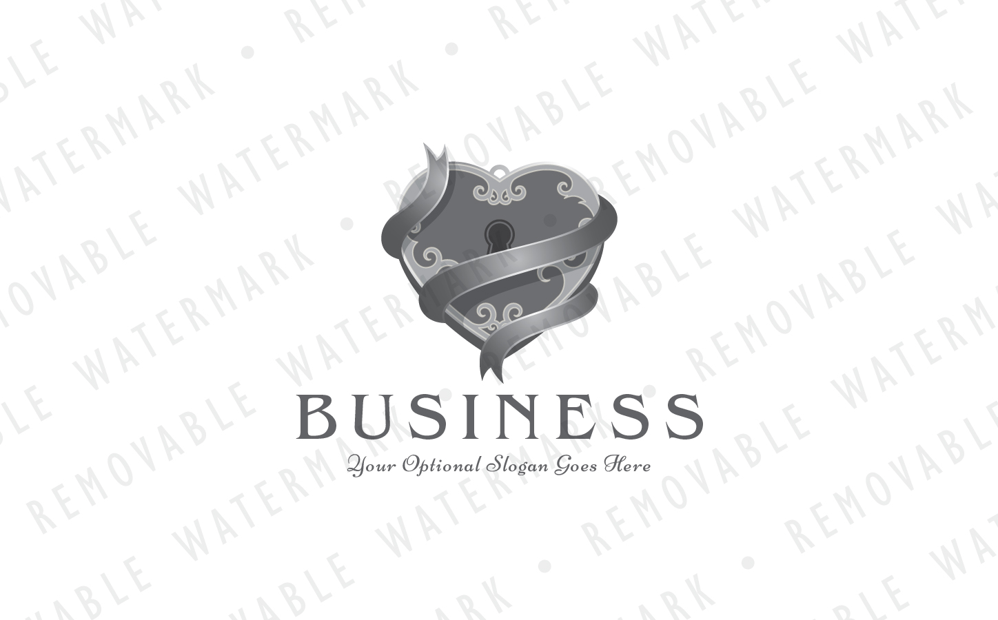 Download Шаблон логотипа "Ribbon & Heart Lock Logo Template" / Ribbon & Heart Lock Logo Template - Шаблон логотипа на тему графика elegant love golden heart lock ribbon decoration dating marriage locked padlock wedding precious treasure gem jewelry gift logo design template