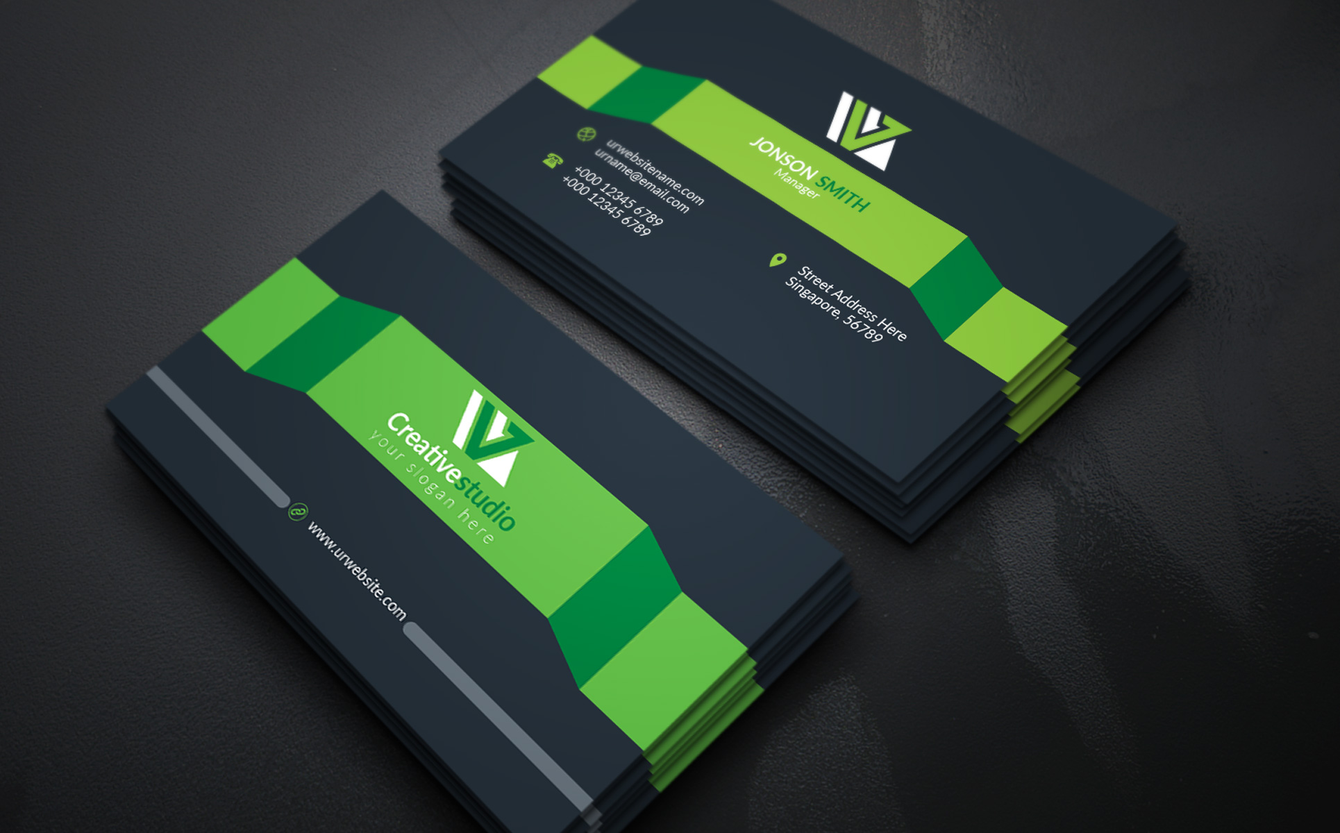 Download Фирменный стиль "Business Card - Corporate Identity Template" / Business Card - Corporate Identity Template - Фирменный стиль на тему графика print,designer,business,card,both,side,design,green,black,white,professional,modern,graphic,landscape,official,standard,creative,simple,web,logo,flyer,blue,magagine