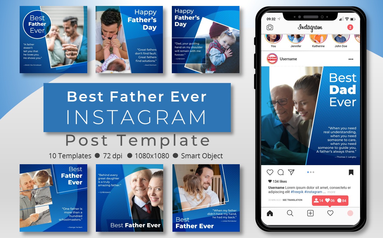 Download Шаблон для соцсетей "10 Unique Fathers Day Instagram Post - Best Father Ever quotes Social Media Template" / 10 Unique Fathers Day Instagram Post - Best Father Ever quotes Social Media Template - Шаблон для соцсетей на тему графика social,media,template,socialmedia,instagram,post,instagrampost,instagramtemplate,story,instagramstory,creative,design,marketing,sale,fathersday,father,dad,quotes,fatherquotes