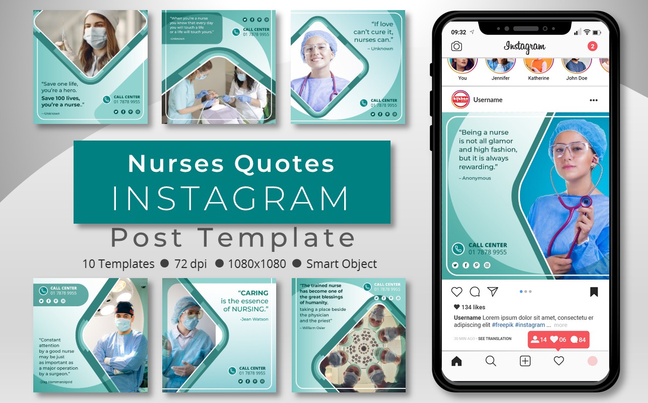 Download Шаблон для соцсетей "10 Unique Nurse quotes - Instagram Post Template for Social Media" / 10 Unique Nurse quotes - Instagram Post Template for Social Media - Шаблон для соцсетей на тему графика social,media,template,socialmedia,instagram,post,instagrampost,instagramtemplate,story,instagramstory,creative,design,nurses,quotes,coronavirus,nursesquotes,paramedic