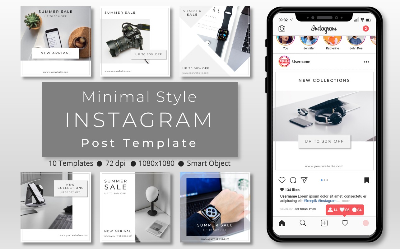 Download Шаблон для соцсетей "10 Unique Minimal Style Promotional - Instagram Post Template for Social Media" / 10 Unique Minimal Style Promotional - Instagram Post Template for Social Media - Шаблон для соцсетей на тему графика social,media,template,socialmedia,instagram,post,instagrampost,instagramtemplate,story,instagramstory,creative,design,marketing,sale,minimal,minimalist,white,clean