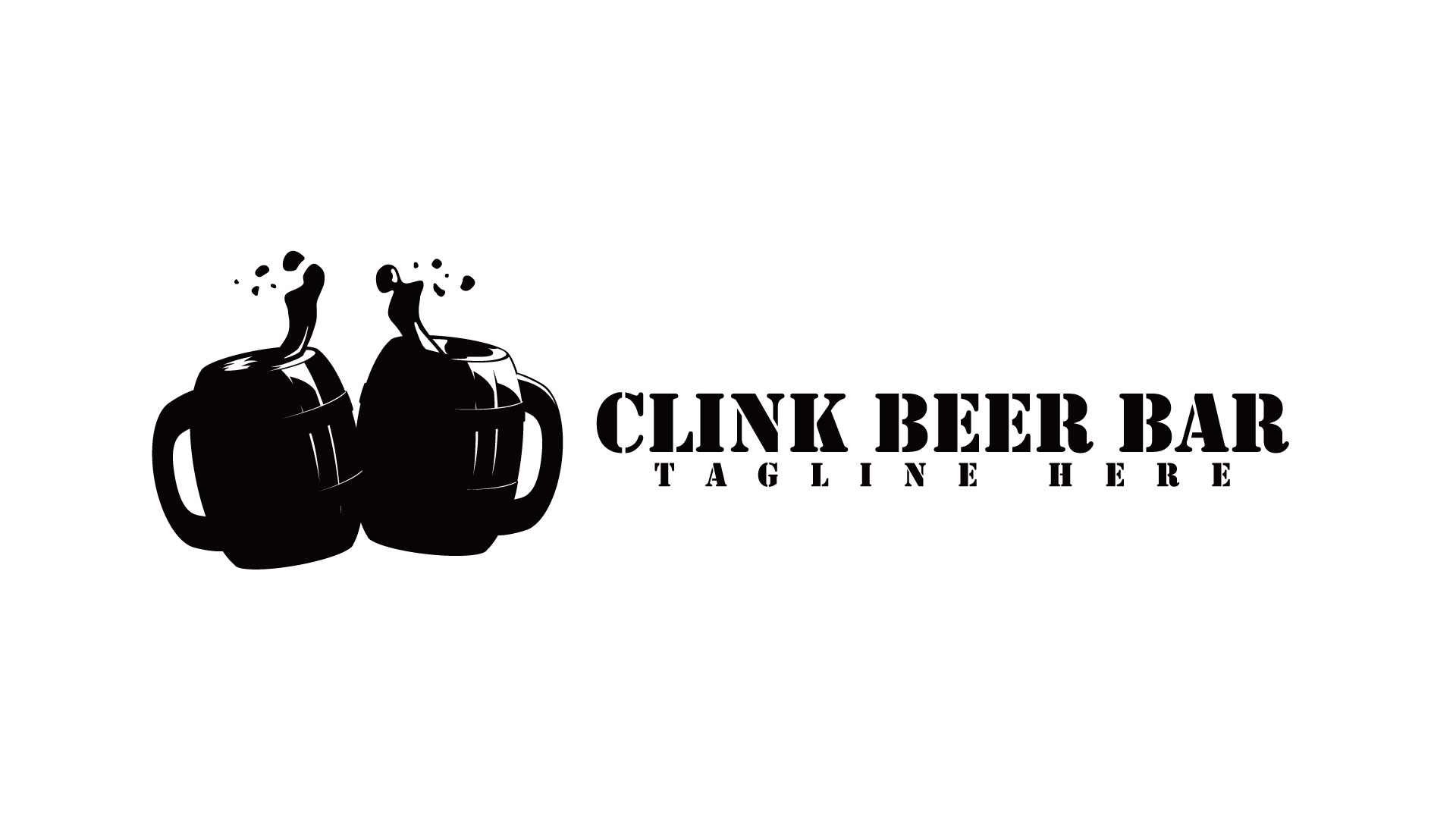 Download Шаблон логотипа "Clink Beer Bar Logo Template" / Clink Beer Bar Logo Template - Шаблон логотипа на тему графика beer,bar,restaurant,retro,boardgame,emblem,cafe,wood,cup,clink,circle,black,white