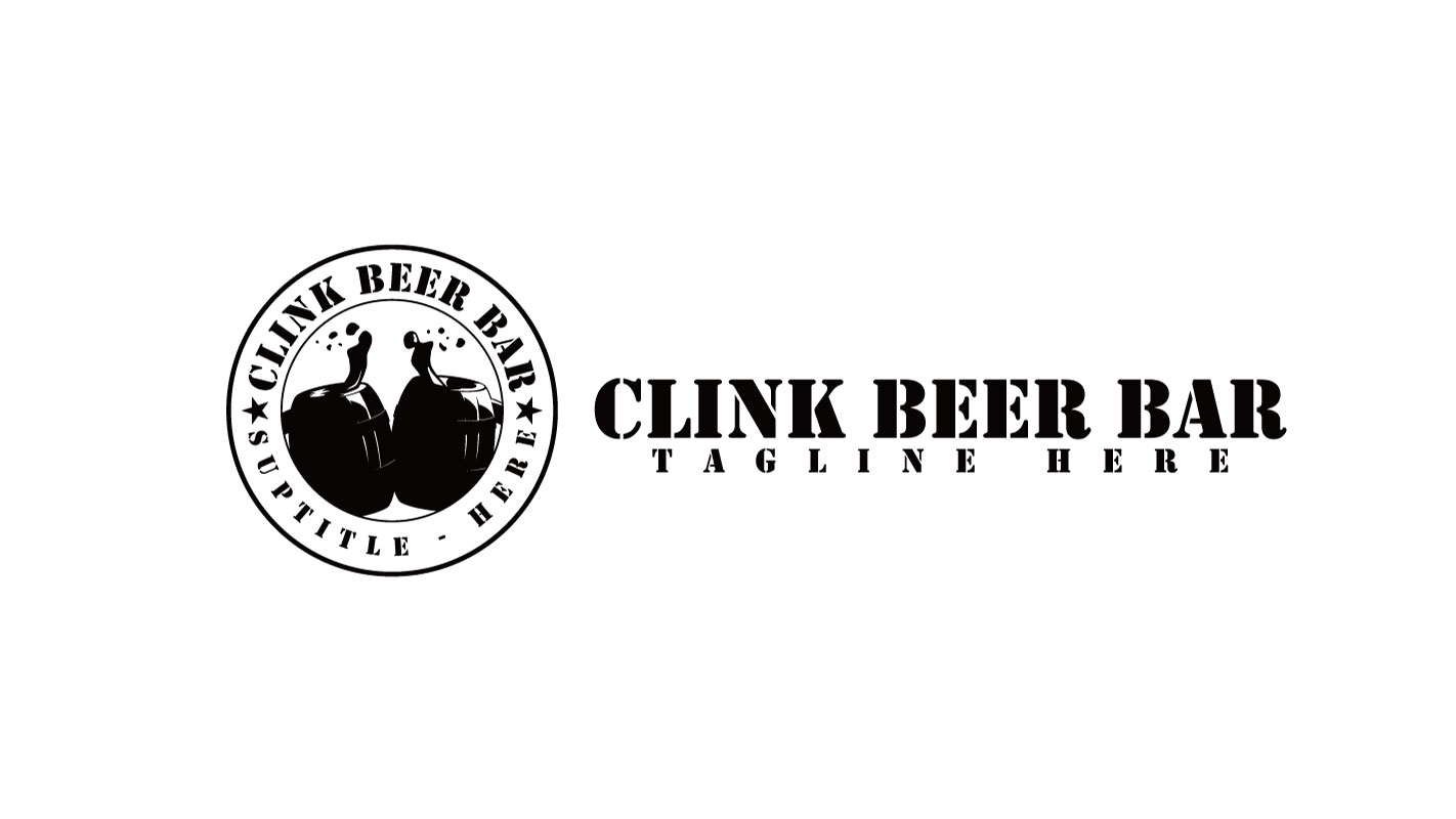 Download Шаблон логотипа "Clink Beer Bar Logo Template" / Clink Beer Bar Logo Template - Шаблон логотипа на тему графика beer,bar,restaurant,retro,boardgame,emblem,cafe,wood,cup,clink,circle,black,white