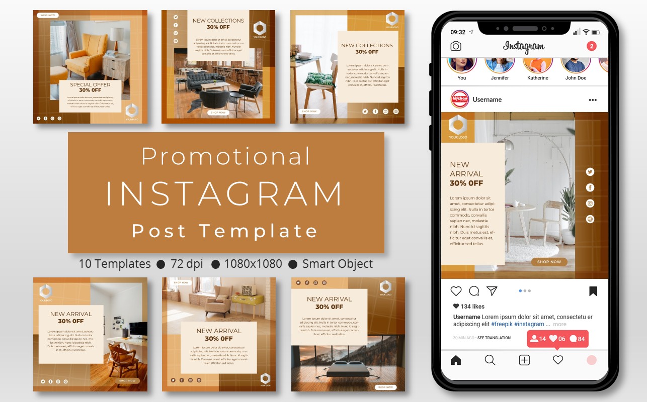 Download Шаблон для соцсетей "10 Unique Furniture Promotional - Instagram Post Template for Social Media" / 10 Unique Furniture Promotional - Instagram Post Template for Social Media - Шаблон для соцсетей на тему графика social,media,template,socialmedia,instagram,post,instagrampost,instagramtemplate,story,instagramstory,creative,design,marketing,sale,discount,furniture,interior,home,homeliving