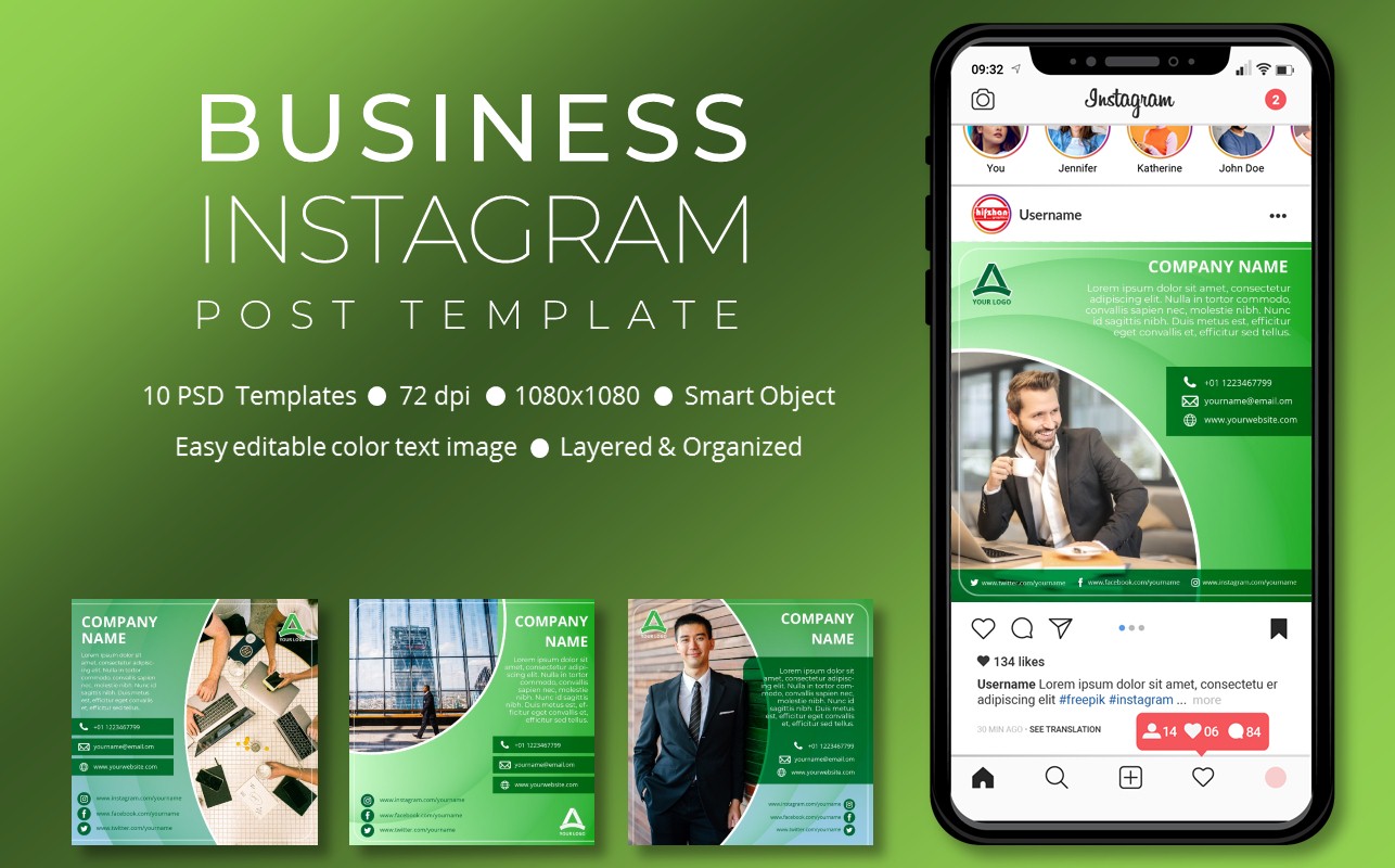 Download Шаблон для соцсетей "Business Instagram Post Template for Social Media" / Business Instagram Post Template for Social Media - Шаблон для соцсетей на тему графика social,media,template,socialmedia,instagram,post,instagrampost,instagramtemplate,story,instagramstory,creative,design,marketing,sale,discount,business,office,working