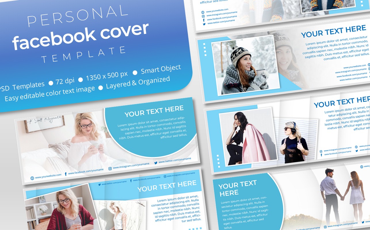 Download Шаблон для соцсетей "Personal Facebook Cover Template for Social Media" / Personal Facebook Cover Template for Social Media - Шаблон для соцсетей на тему графика social,media,template,socialmedia,facebook,cover,post,instagrampost,instagramtemplate,story,instagramstory,creative,design,marketing,sale,discount,personal,facebookpage