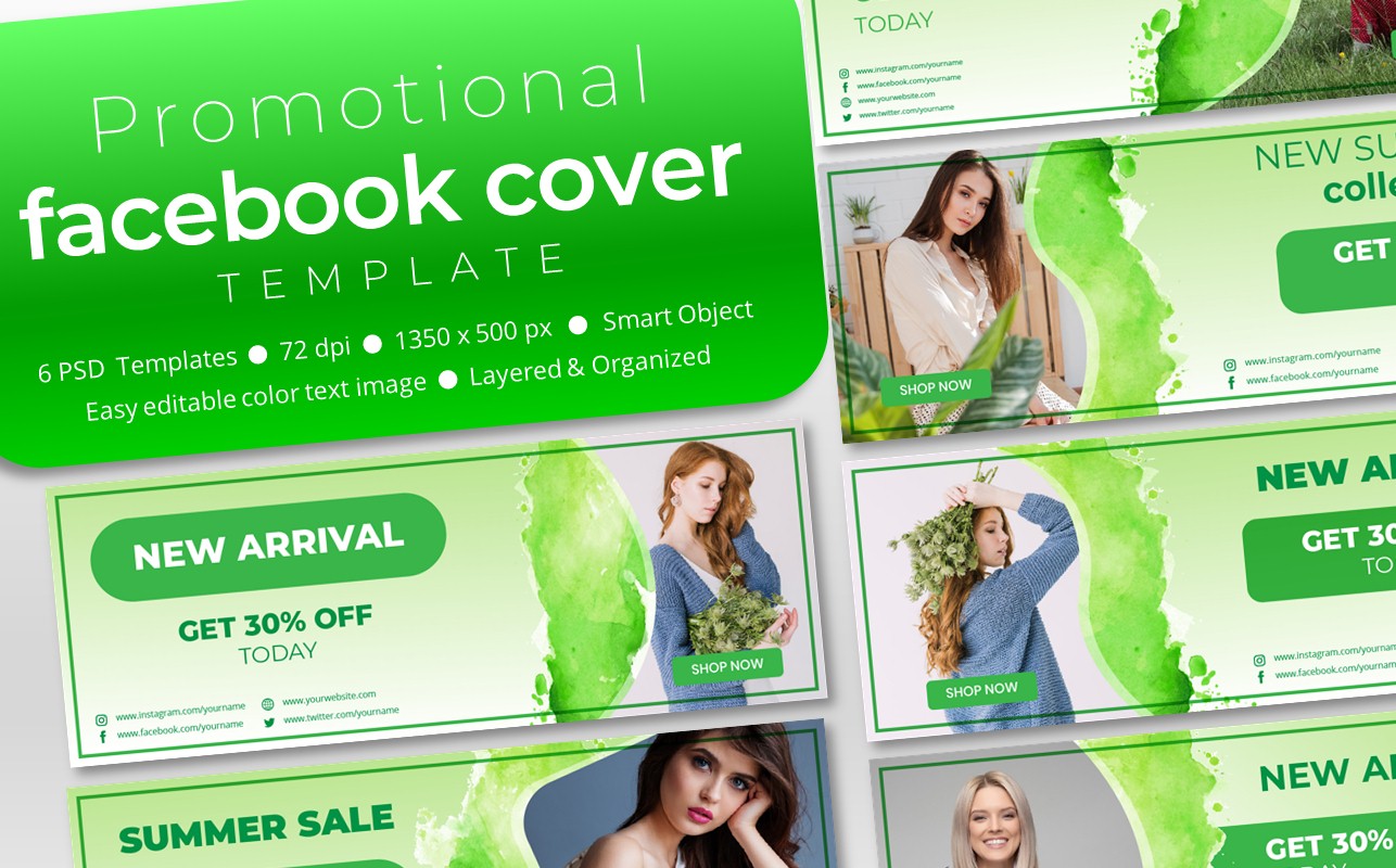 Download Шаблон для соцсетей "Promotional Facebook Cover Template for Social Media" / Promotional Facebook Cover Template for Social Media - Шаблон для соцсетей на тему графика social,media,template,facebook,cover,post,instagram,story,creative,design,marketing,sale,promotional,facebookcover,creative