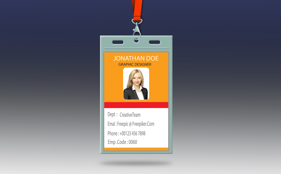 Download Мокап для продукта "ID Card product mockup" / ID Card product mockup - Мокап для продукта на тему графика badge card chrome cotton custom holder hook id lanyards long metal nylon pass plastic print silver snap tape varnish white