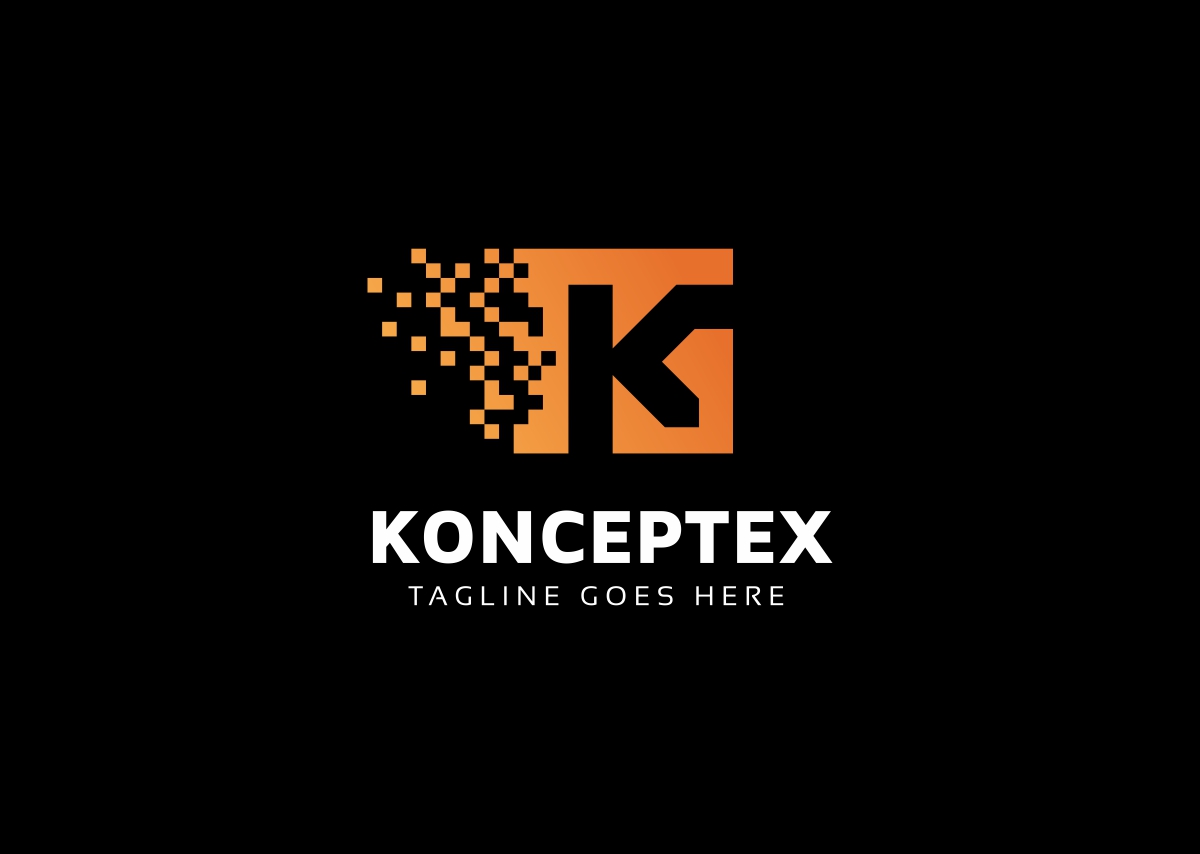 Download Шаблон логотипа "Konceptex K Pixel Letter Logo Template" / Konceptex K Pixel Letter Logo Template - Шаблон логотипа на тему графика brand data designer development digital electronic identity internet k letter logo kinetic kit kite matrix media multimedia network pixel professional