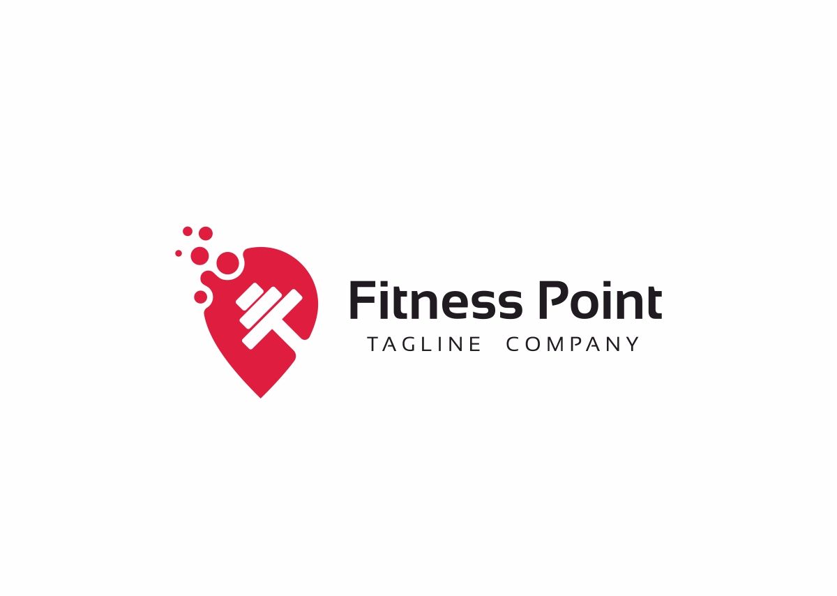 Download Шаблон логотипа "Fitness Point Logo Template" / Fitness Point Logo Template - Шаблон логотипа на тему графика branding club exercise exercises fit fitness center place green gym location gymnasium health healthy human instructor power professional strength strong