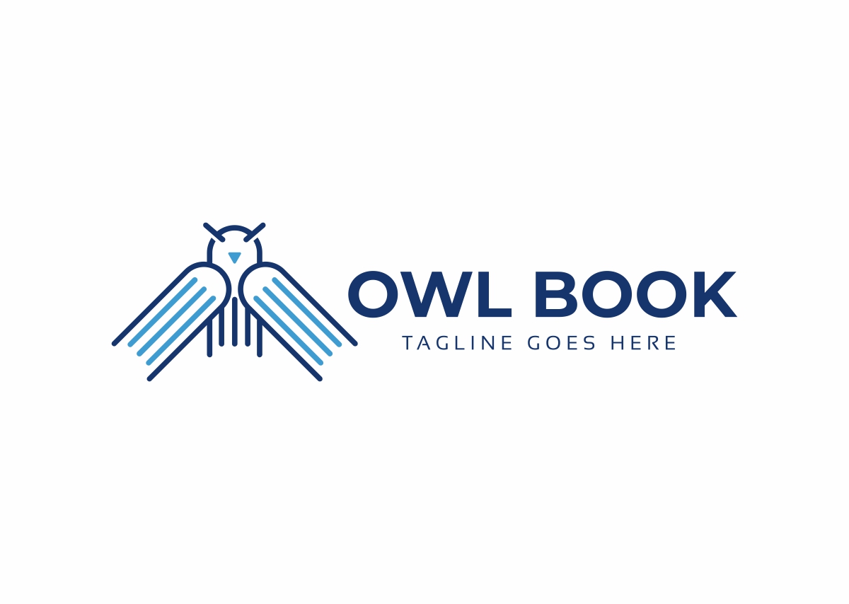 Download Шаблон логотипа "Owl Book Logo Template" / Owl Book Logo Template - Шаблон логотипа на тему графика animal bird book creative design education eye fly flying graphic head intelligent knowledge learn logo media owl read smart study