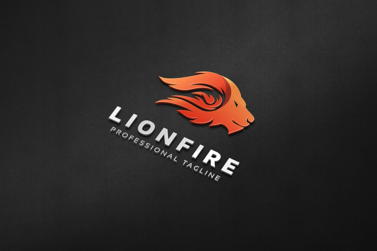 Download Шаблон логотипа "Lion Fire Logo Template" / Lion Fire Logo Template - Шаблон логотипа на тему графика agency aggressive animal burning business development fire flames game gaming head lion logo predator print studio template web wild best