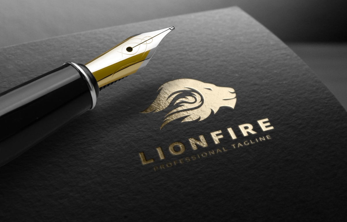 Download Шаблон логотипа "Lion Fire Logo Template" / Lion Fire Logo Template - Шаблон логотипа на тему графика agency aggressive animal burning business development fire flames game gaming head lion logo predator print studio template web wild best