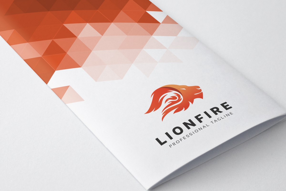 Download Шаблон логотипа "Lion Fire Logo Template" / Lion Fire Logo Template - Шаблон логотипа на тему графика agency aggressive animal burning business development fire flames game gaming head lion logo predator print studio template web wild best