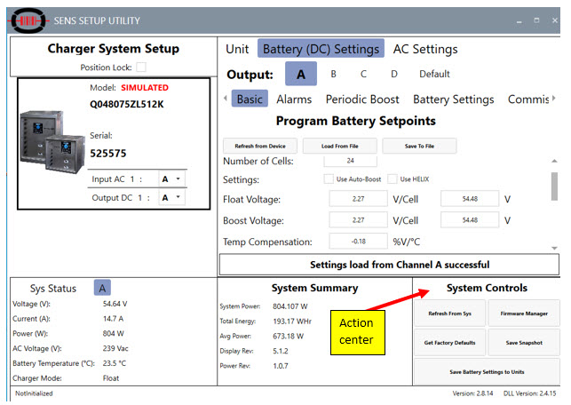 Changing charger settings