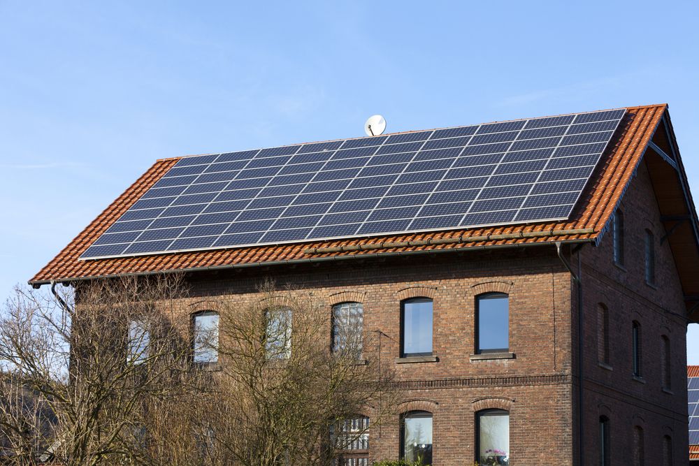 solar panels on roofs
