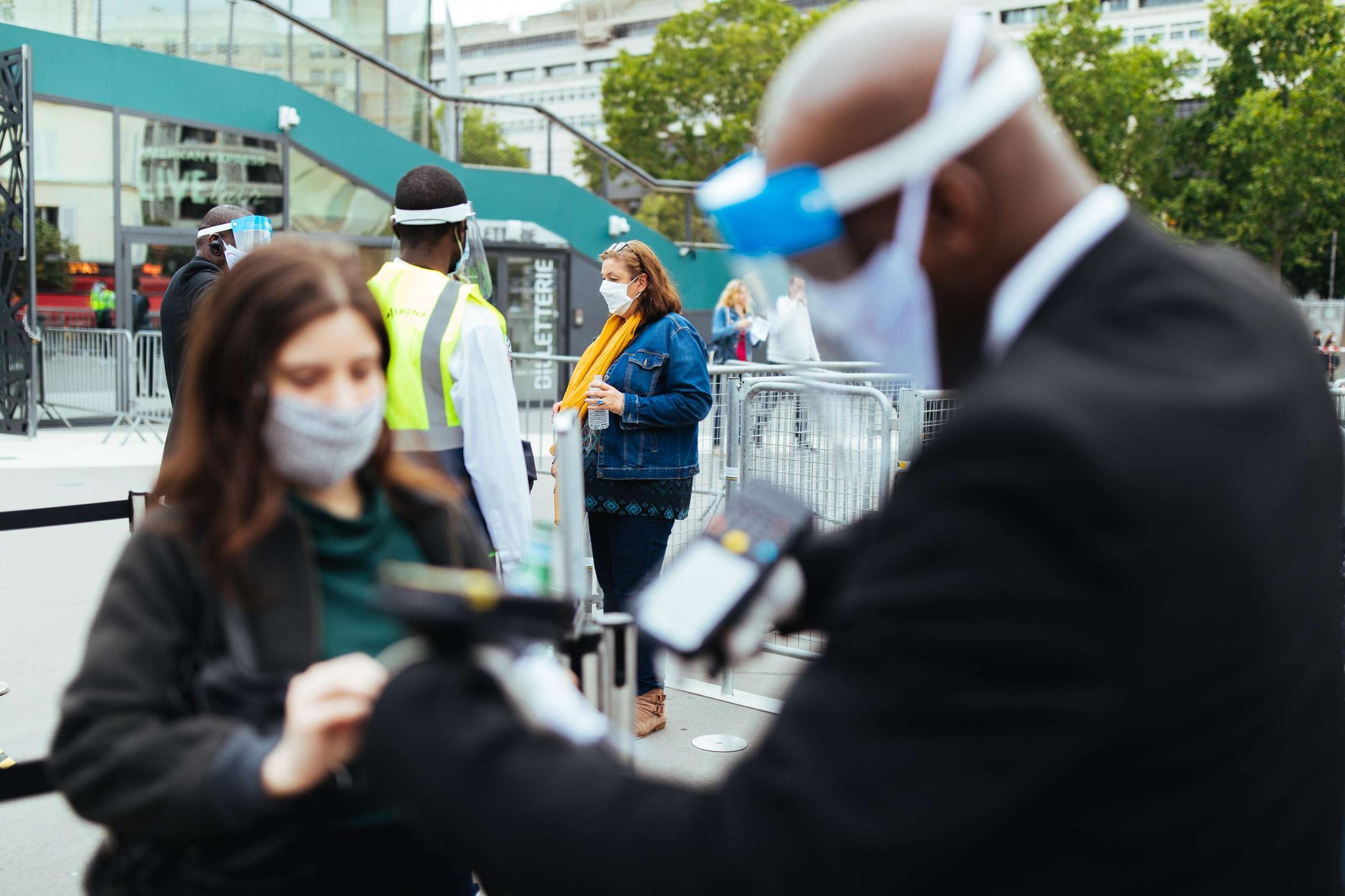 Staff at the arena wore extra protection