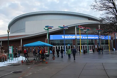 The vaccination site at Spokane Veterans Memorial Arena