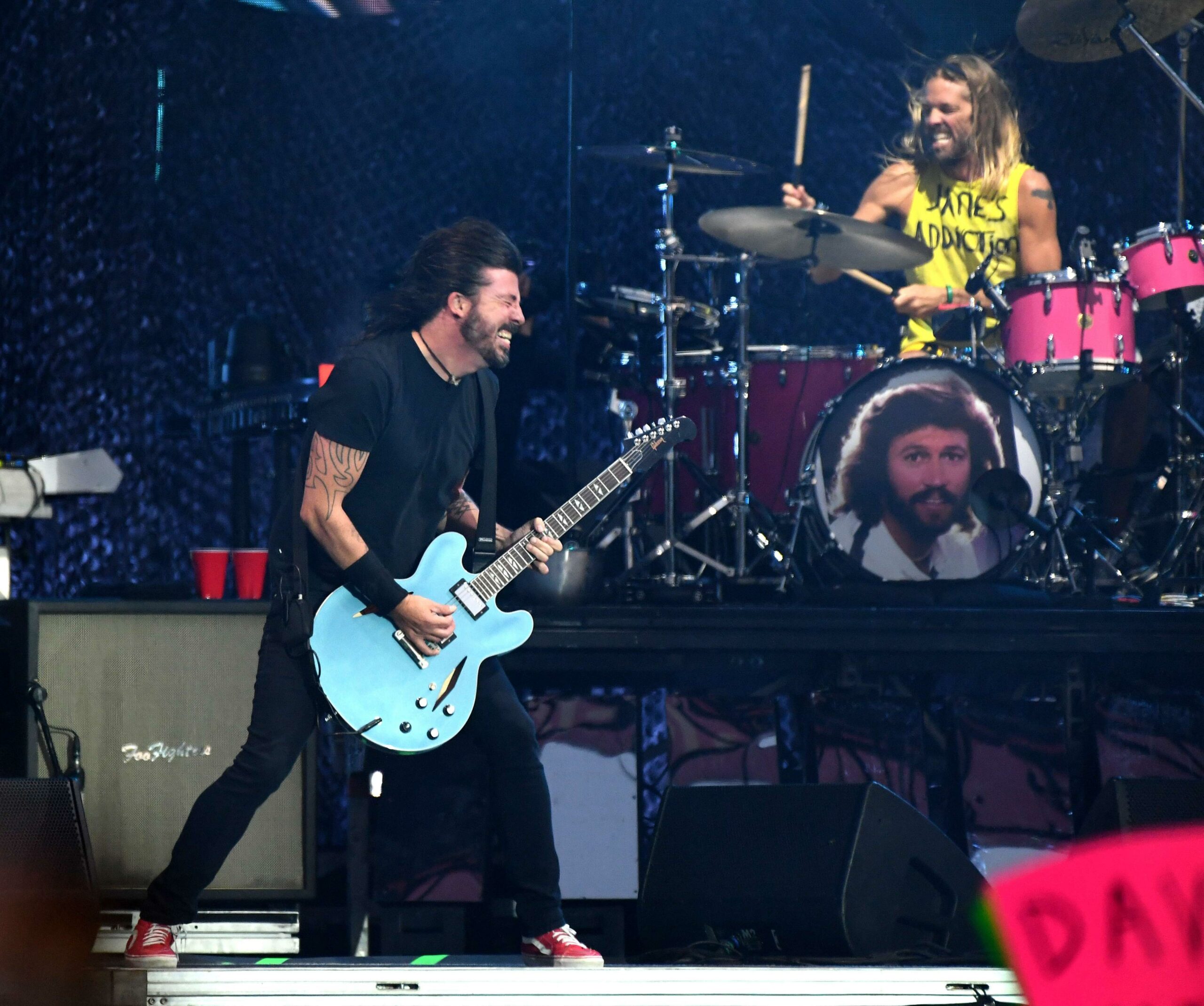 Foo Fighters performs stage during Lollapalooza 2021 at Grant Park on August 01, 2021 in Chicago, Illinois.