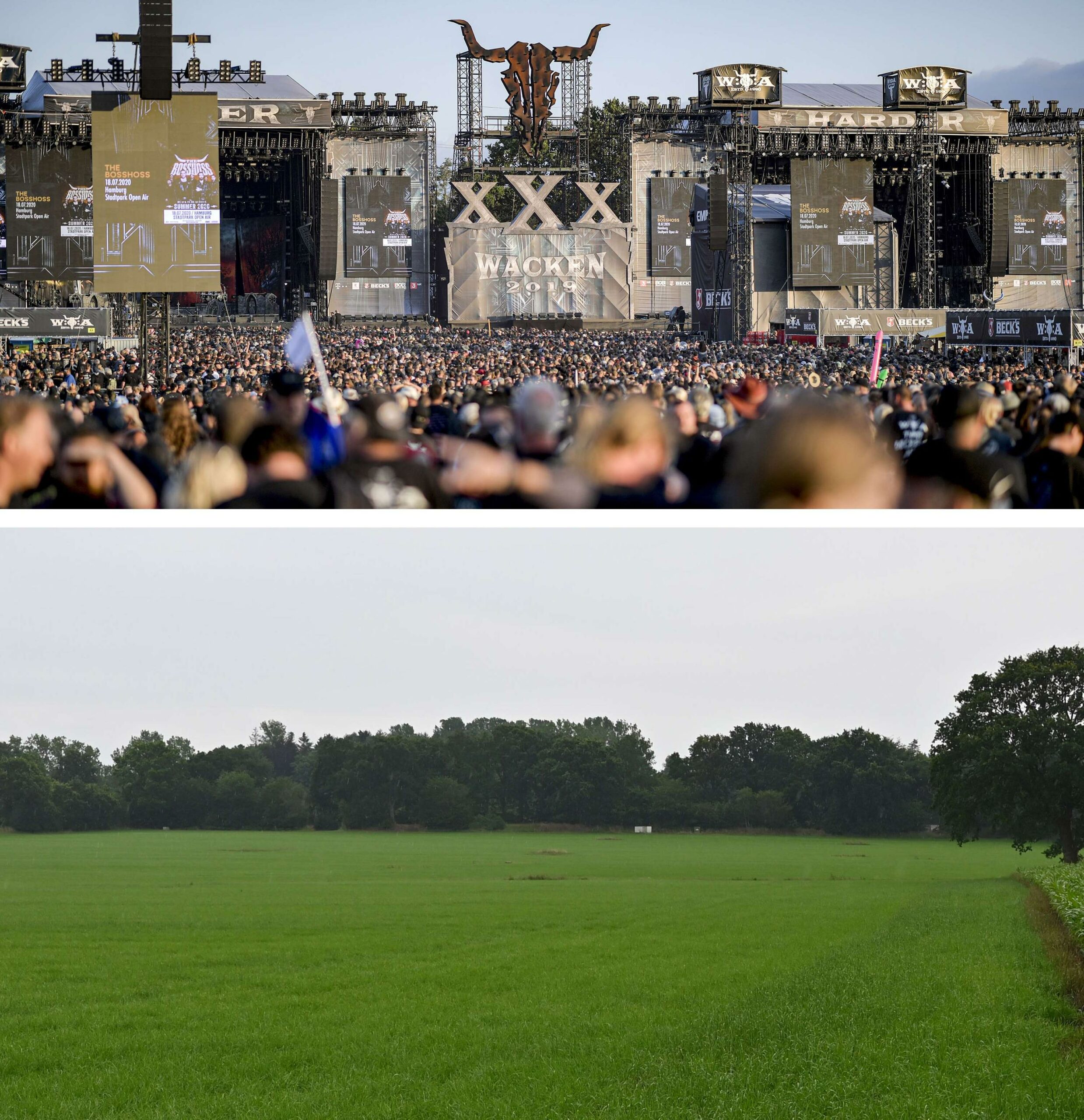 Wacken Open Air during normal times vs. Wacken in 2020 and 2021. 