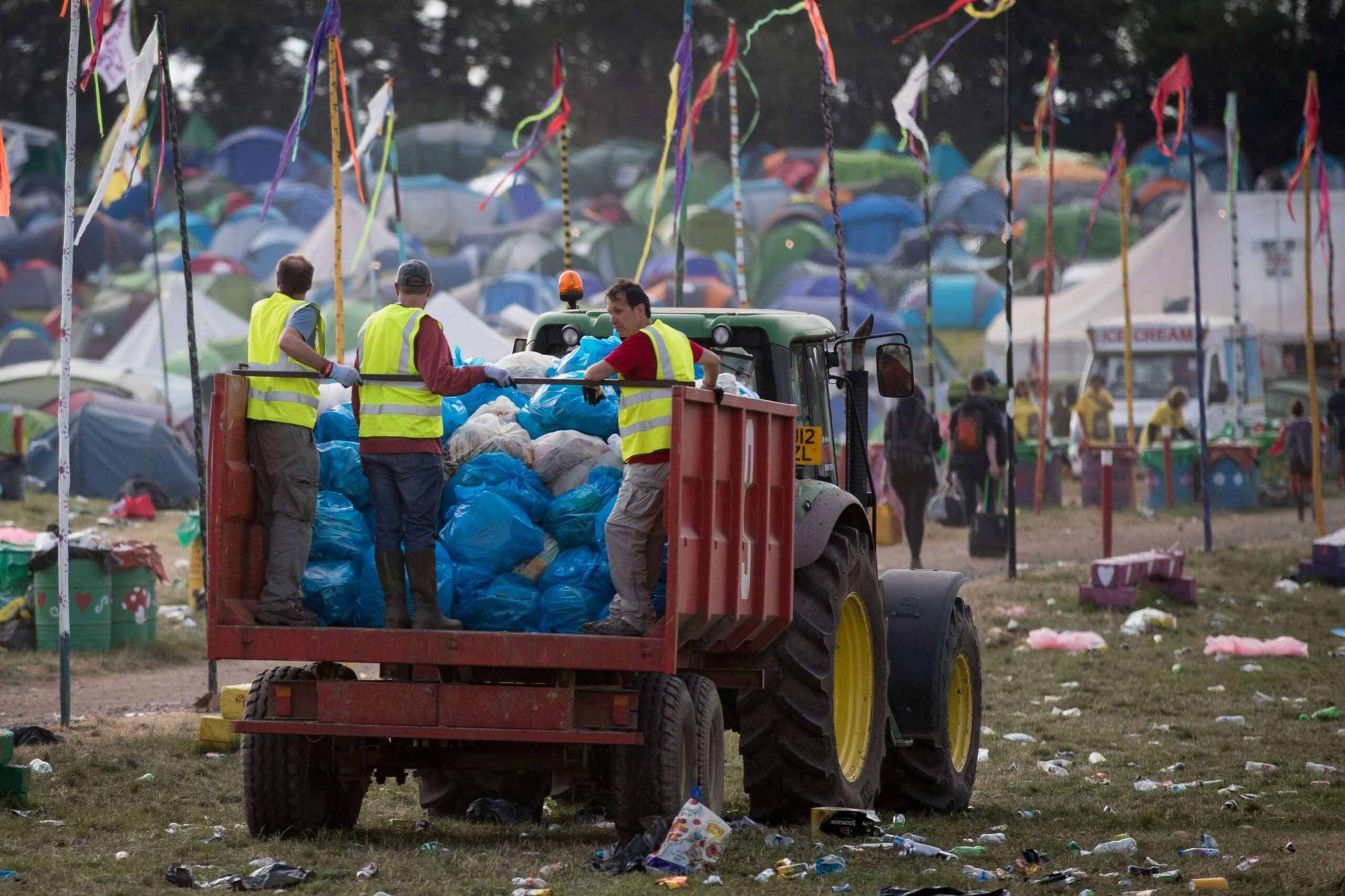 As festivalgoers depart, the cleanup begins.