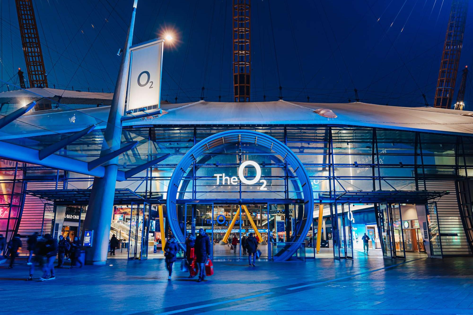 Entrance to the O2 arena in London, England.