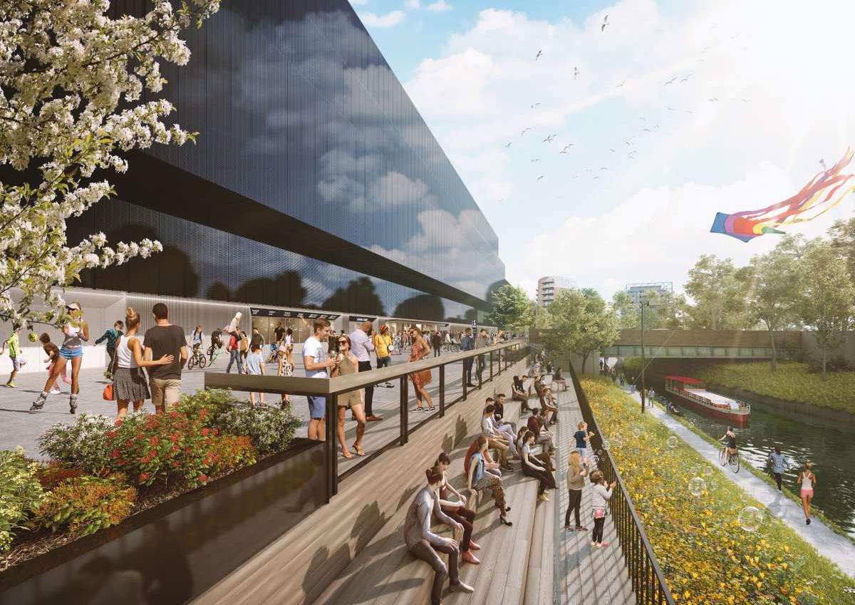 Renderig of the Canalside outdoor area of Co-op Live.