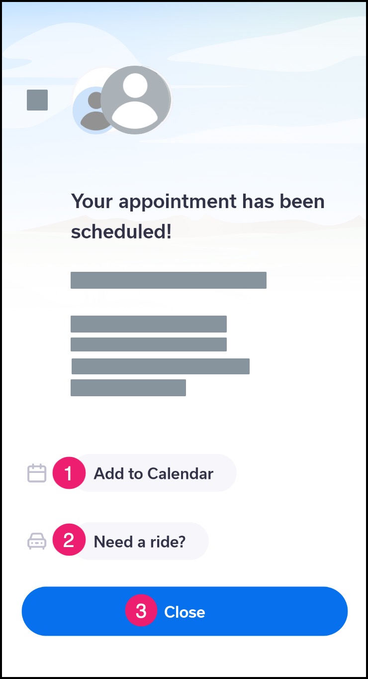 Android app confirmation for appointment