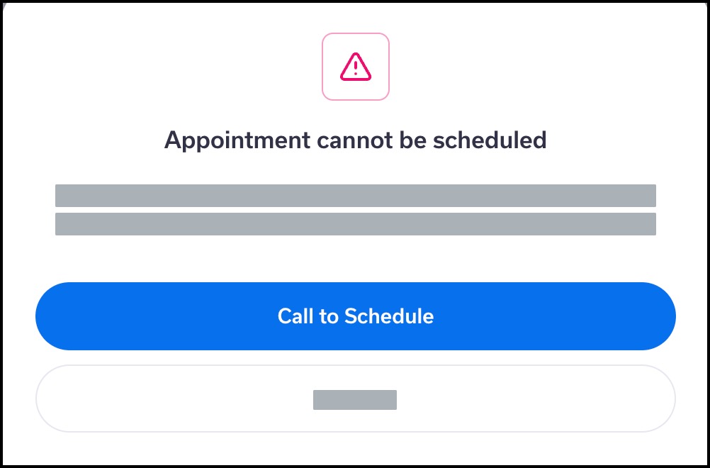 Message that appointment cannot be scheduled