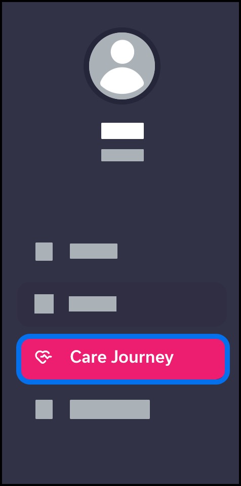 Care Journey Link in User Account Menu