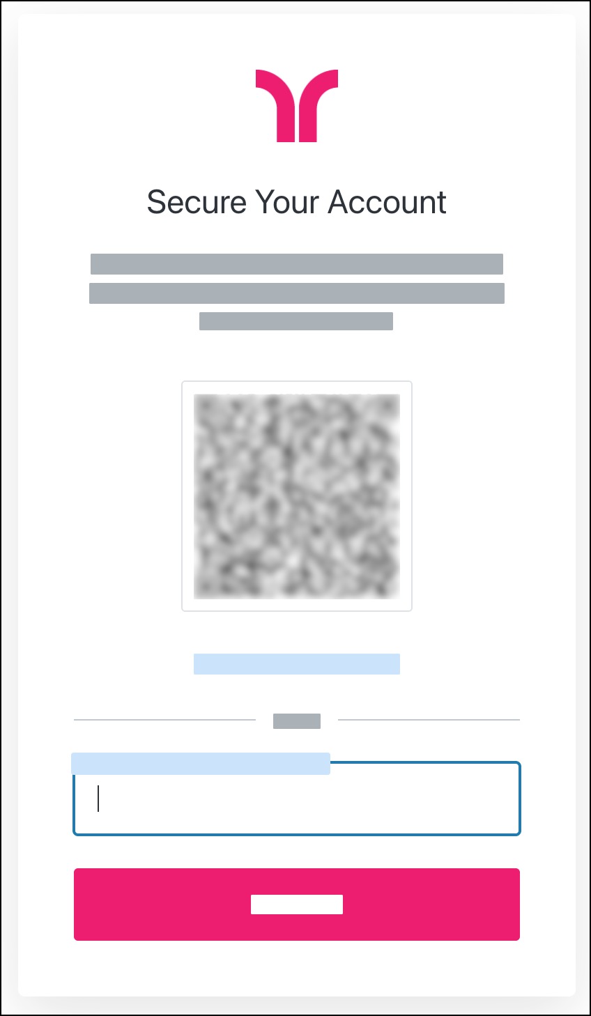 Security page with QR code for authentication