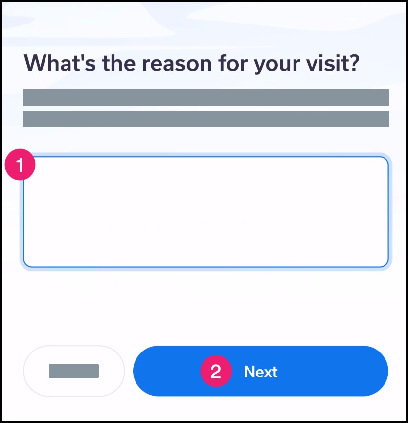 Text field asking why you need an appointment