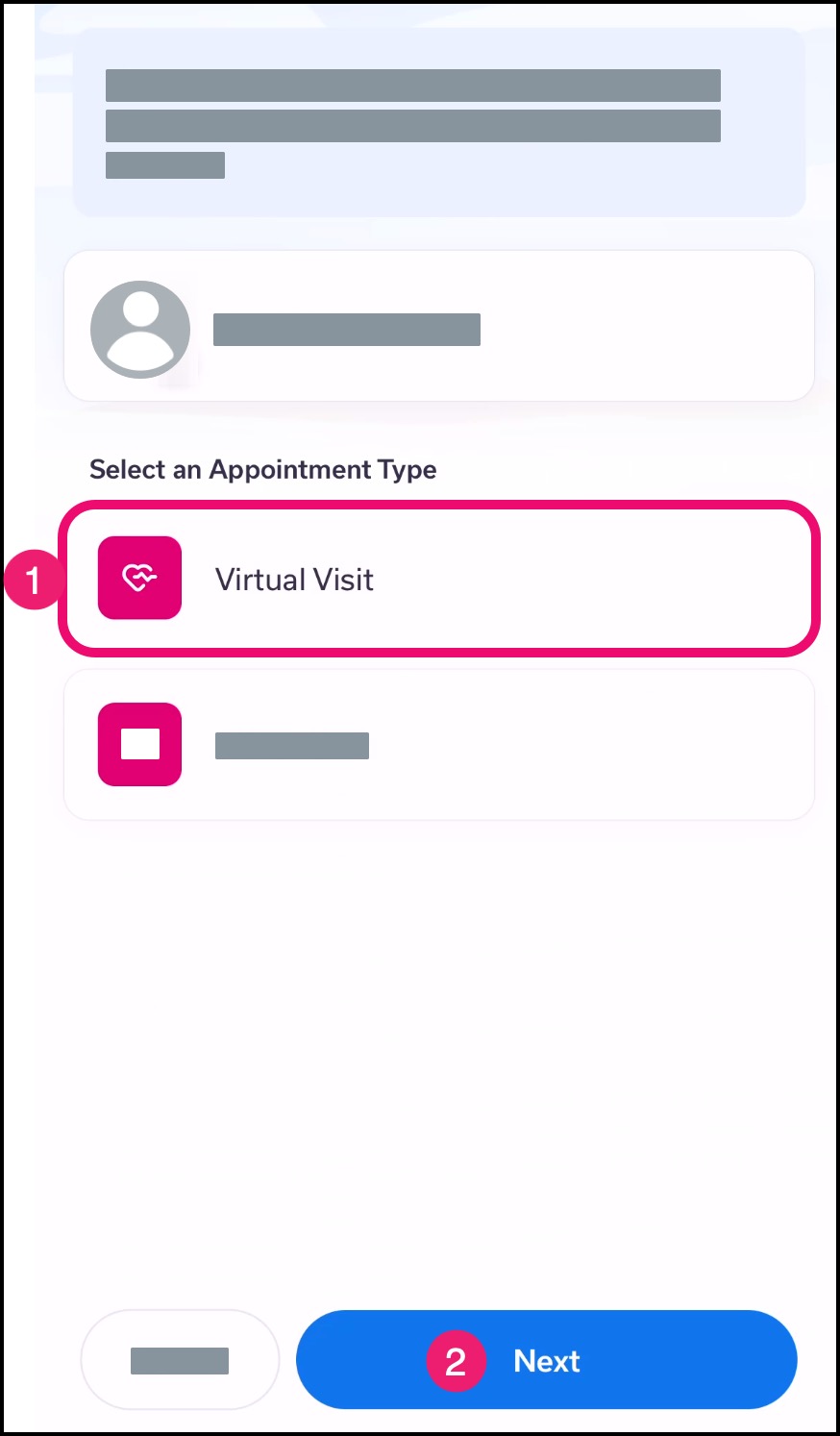 Provider virtual appointment types