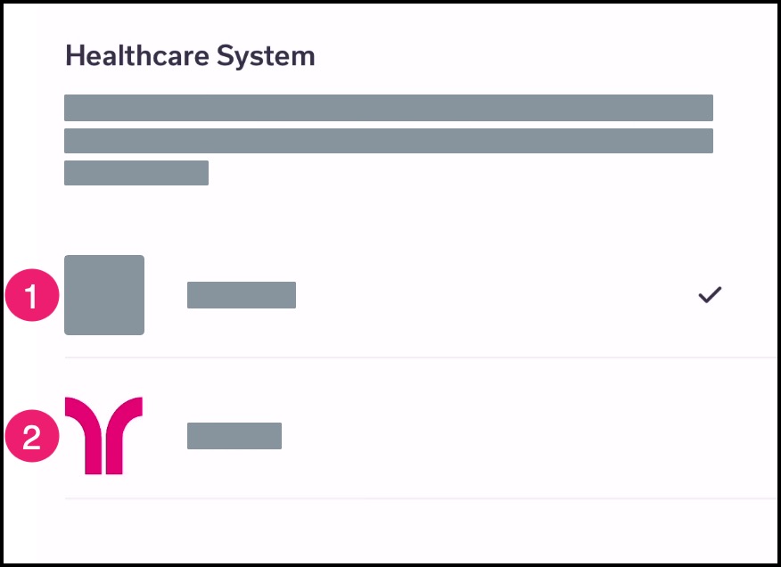 Healthcare System section in the Settings page