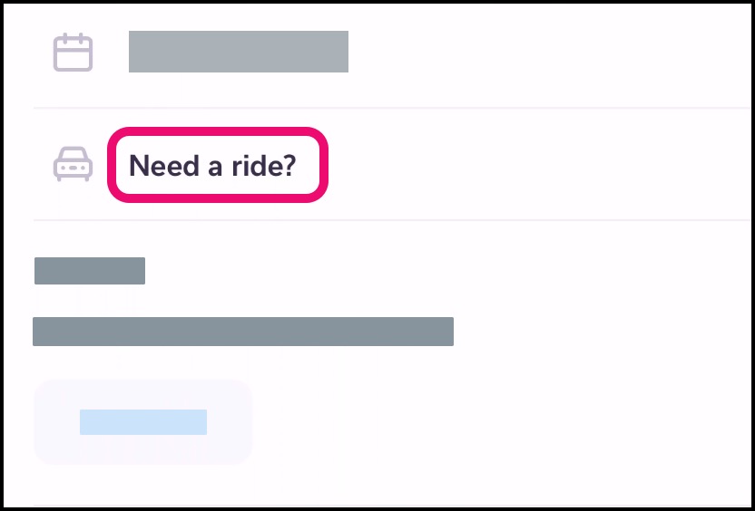 Request a Ride button on the appointment details page