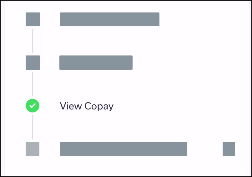 Mobile app Appointment details page showing copay viewing complete